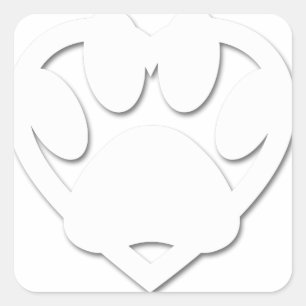 Pegatina Cuadrada Papel Cortando Papas De Perro Y Forma De Corazón