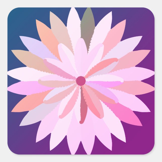 Pegatina Cuadrada Papel de flor rosa (Anverso)