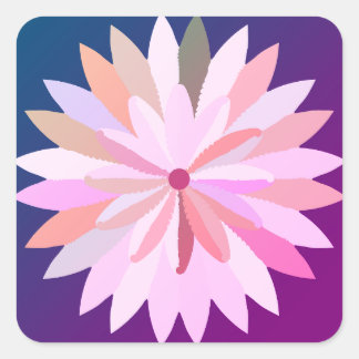 Pegatina Cuadrada Papel de flor rosa