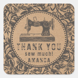 Pegatina Cuadrada Papel de Kraft floral para máquina de coser