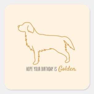Pegatina Cuadrada Papel de seda de Golden Retriever 