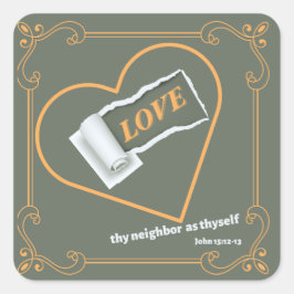 Pegatina Cuadrada Papel desgarrado sobre "AMOR"