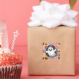 Pegatina Cuadrada Papel fantasma de Kawaii y placas Fiestas - Cuadro