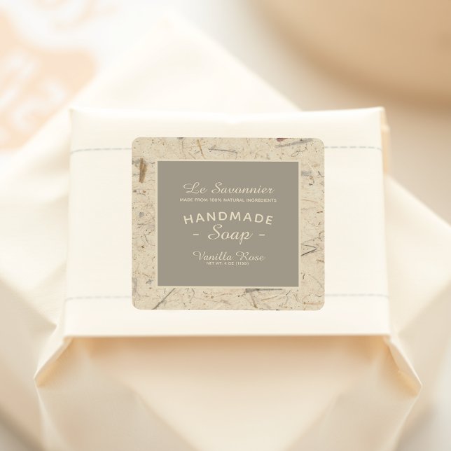 Pegatina Cuadrada Papel floral digital artesanal Jabón natural (Subido por el creador)