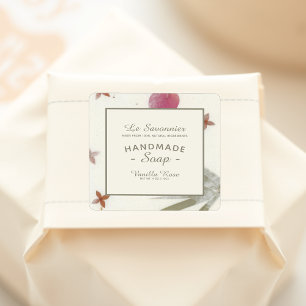 Pegatina Cuadrada Papel floral hecho a mano falso Jabón natural