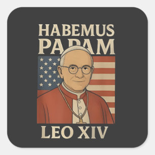 Pegatina Cuadrada Papel Habemus Papa León XIV Iglesia Cristiana