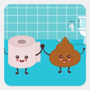 Pegatina Cuadrada Papel Higiénico y Amigos de la Caca – Amigables Am