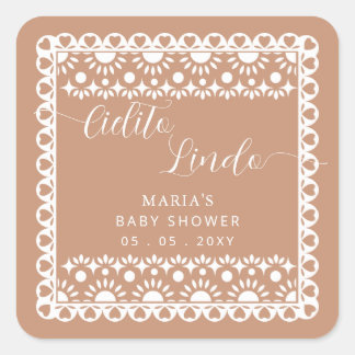 Pegatina Cuadrada Papel mexicano Picado Cielito Lindo Baby Shower