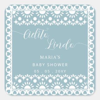 Pegatina Cuadrada Papel mexicano Picado Cielito Lindo Baby Shower