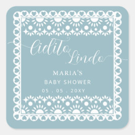Pegatina Cuadrada Papel mexicano Picado Cielito Lindo Baby Shower