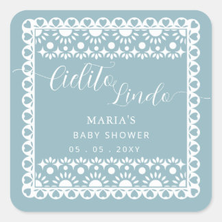 Pegatina Cuadrada Papel mexicano Picado Cielito Lindo Baby Shower