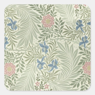 Pegatina Cuadrada Papel pintado floral Larkspur de William Morris