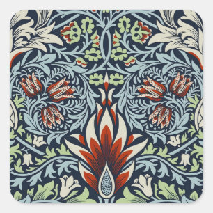 Pegatina Cuadrada Papel pintado floral Morris Navy Blue Snakeshead