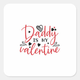 Pegatina Cuadrada Papi de regalo de pareja es mi San Valentín