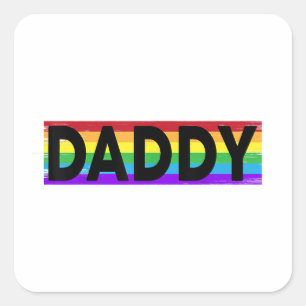 Pegatina Cuadrada Papi gracioso del Orgullo - Orgullosa fanática LGB