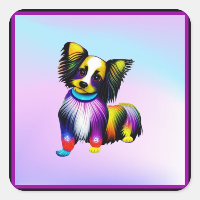 Pegatina Cuadrada Papillion Pop Art Pastel (Anverso)