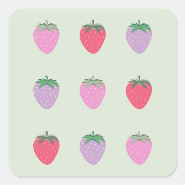 Pegatina Cuadrada Paquete De Fresas (Anverso)