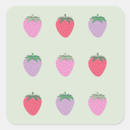 Pegatina Cuadrada Paquete De Fresas