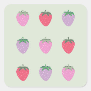 Pegatina Cuadrada Paquete De Fresas