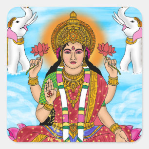 Pegatina Cuadrada Paquete de Stickers de la Diosa Lakshmi