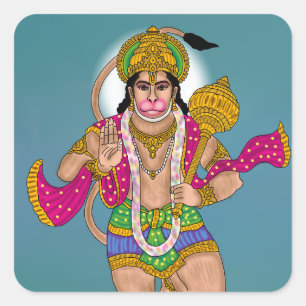 Pegatina Cuadrada Paquete de Stickers de Lord Hanuman