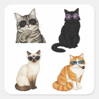 Pegatina Cuadrada paquete de Stickers de memes de gato lindos