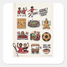 Pegatina Cuadrada Paquete de Stickers del Día del Partido de Fútbol