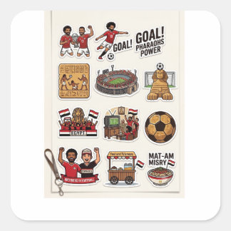 Pegatina Cuadrada Paquete de Stickers del Día del Partido de Fútbol