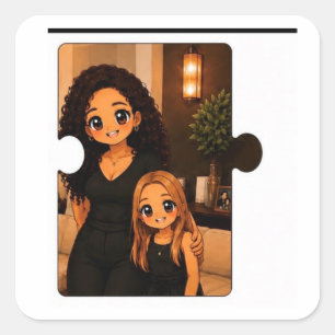 Pegatina Cuadrada Paquete de Stickers Kawaii de Familia a Juego Lind