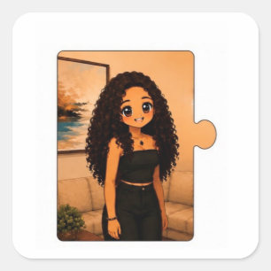 Pegatina Cuadrada Paquete de Stickers Kawaii para Familias que Combi