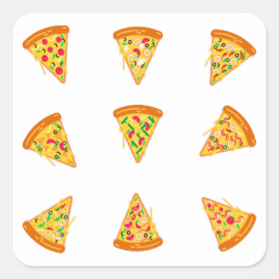 Pegatina Cuadrada Paquete Pizza Set: Deliciosos Ofertas y Paquete