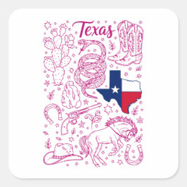 Pegatina Cuadrada Paquete Vaquero de Texas Vibraciones Western