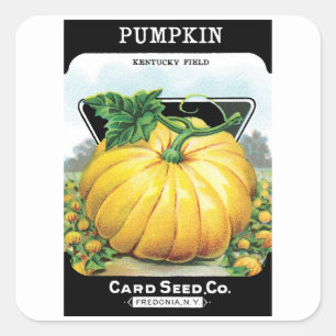 Pegatina Cuadrada Paquetes de semillas de época, calabaza de Hallowe