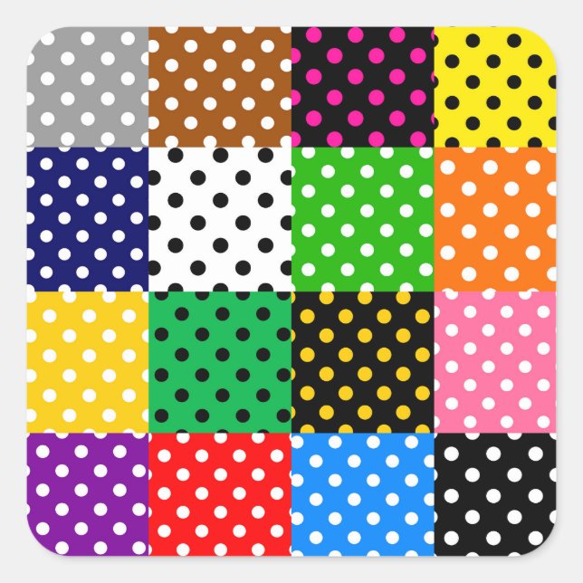 Pegatina Cuadrada Paquetes multicolores Quilt Polka Dots (Anverso)