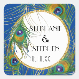 Pegatina Cuadrada Paquetes reales azules con Purpurina de imitación 