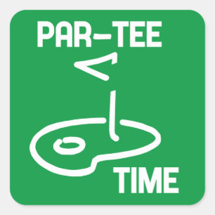 Pegatina Cuadrada Par-Tee Time White