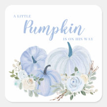 Pegatina cuadrada para baby shower Little Pumpkin 