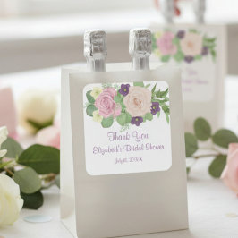Pegatina cuadrada para ducha de novia con flores p