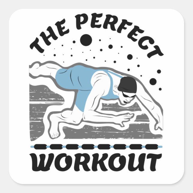 Pegatina Cuadrada Para El Nadador: La Fina Perfecta (Anverso)