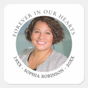 Pegatina Cuadrada Para Siempre En Nuestro Corazón Foto Memorial Fune