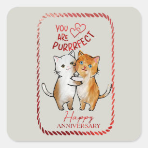 Pegatina Cuadrada Para una pareja Purrfecta en su aniversario