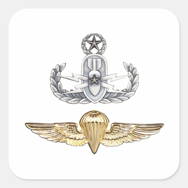Pegatina Cuadrada Paracaidista Master EOD (Anverso)