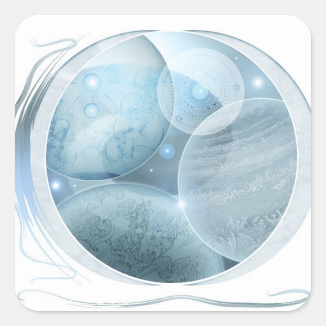 Pegatina Cuadrada Paradiso - Primum Mobile, jerarquía Angel de Dante (Anverso)