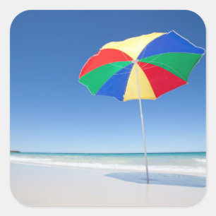 Pegatina Cuadrada Paraguas en la playa el   Australia