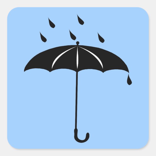 Pegatina Cuadrada Paraguas - Lluvia Caída Lluvia (Anverso)
