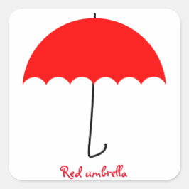 Pegatina Cuadrada Paraguas rojo