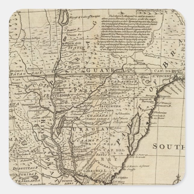 Pegatina Cuadrada Paraguay (Anverso)