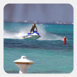 Pegatina Cuadrada Paraíso de Jet Ski