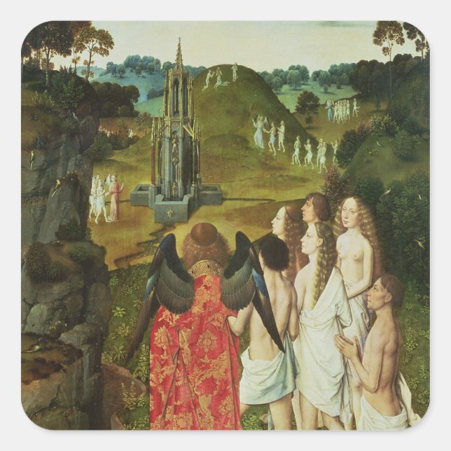 Pegatina Cuadrada Paraíso de la Fuente Simbólica (Anverso)