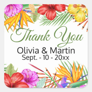 Pegatina Cuadrada Paraíso del Jardín Tropical